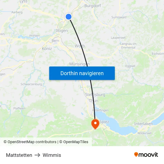 Mattstetten to Wimmis map