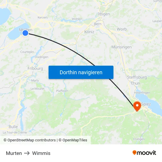 Murten to Wimmis map