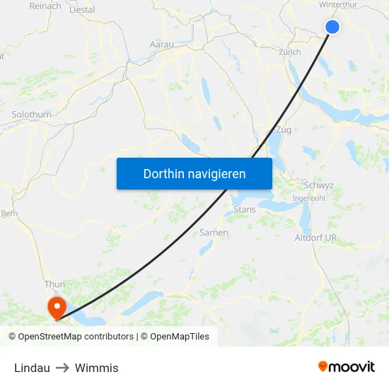 Lindau to Wimmis map