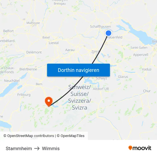 Stammheim to Wimmis map