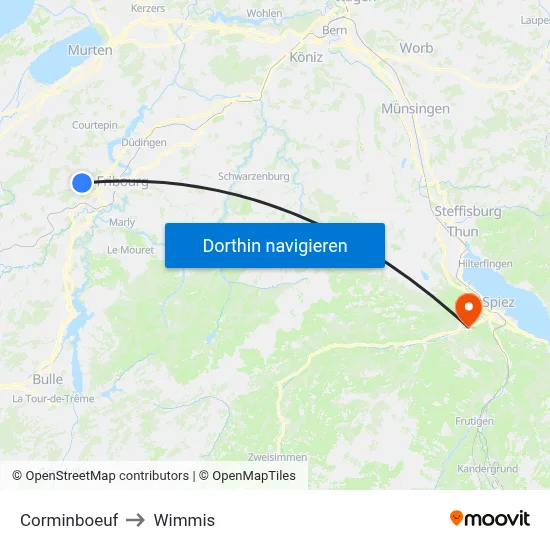 Corminboeuf to Wimmis map