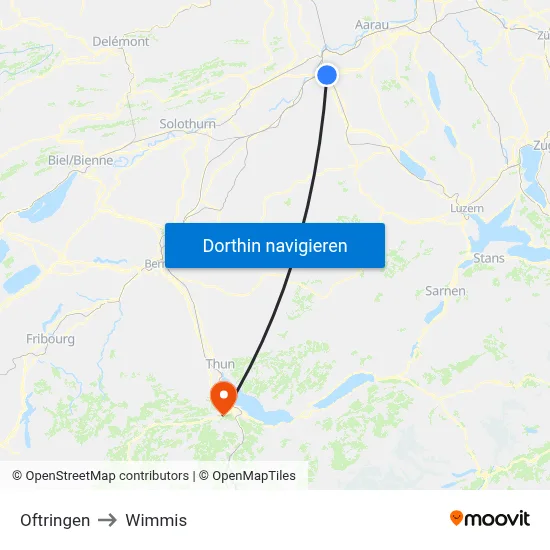 Oftringen to Wimmis map