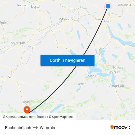 Bachenbülach to Wimmis map