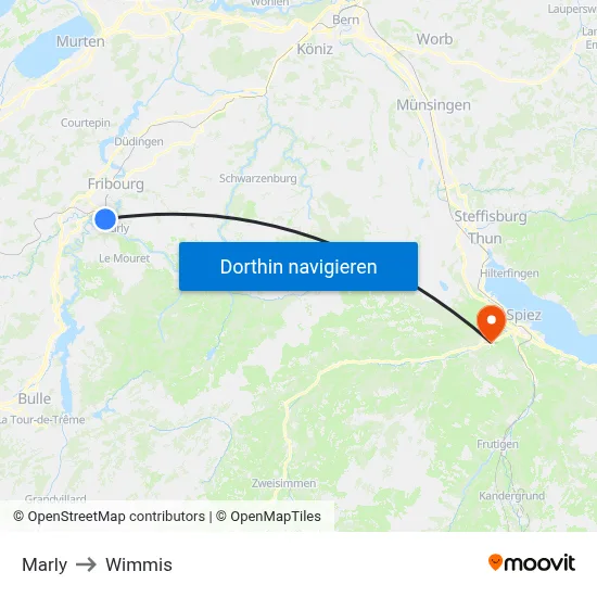 Marly to Wimmis map
