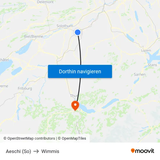 Aeschi (So) to Wimmis map