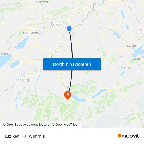 Etziken to Wimmis map