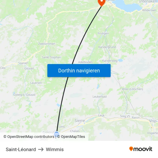 Saint-Léonard to Wimmis map