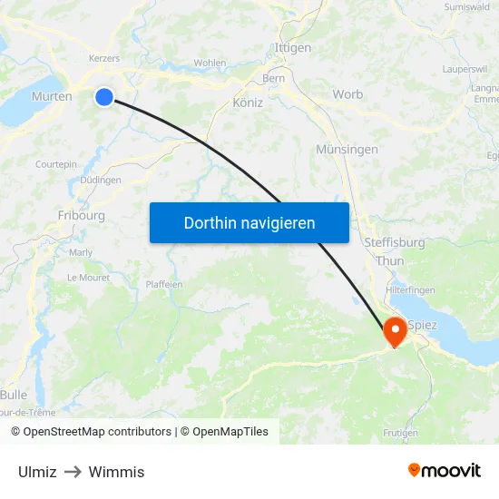 Ulmiz to Wimmis map