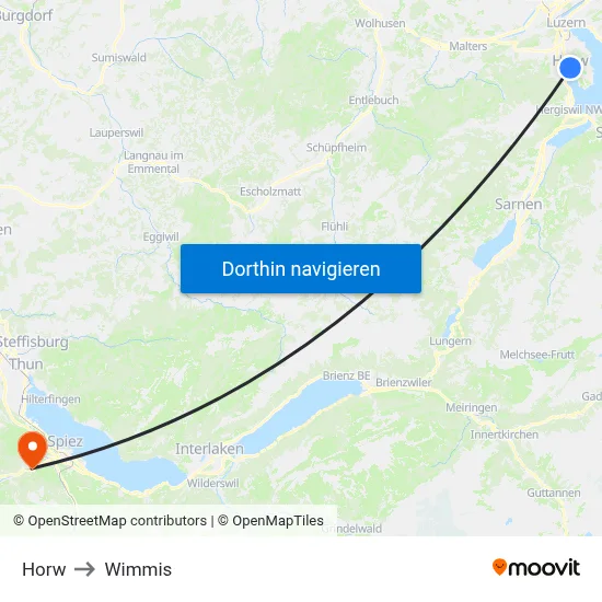 Horw to Wimmis map