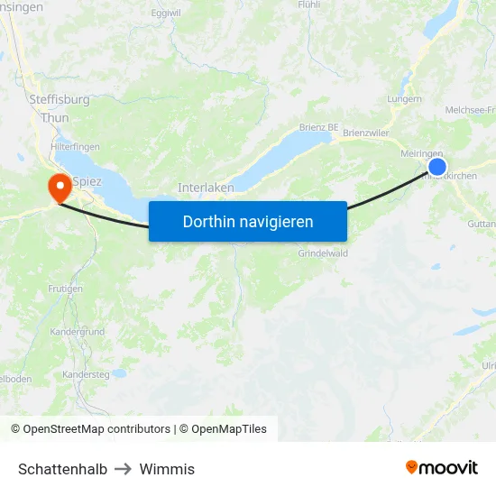 Schattenhalb to Wimmis map