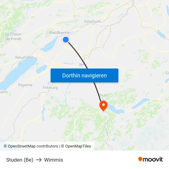 Studen (Be) to Wimmis map