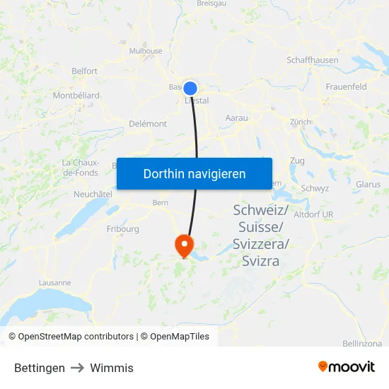 Bettingen to Wimmis map