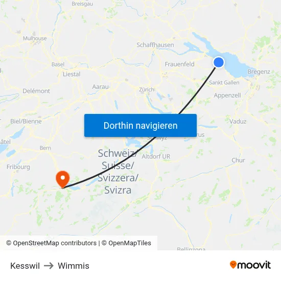 Kesswil to Wimmis map