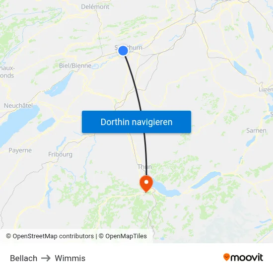 Bellach to Wimmis map