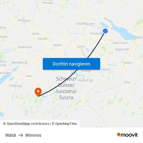 Wäldi to Wimmis map
