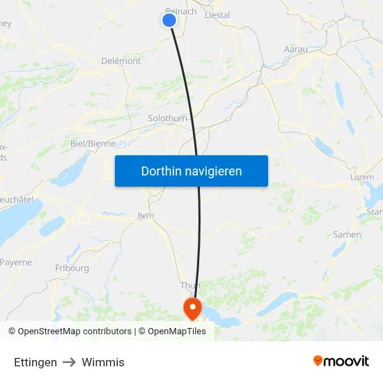 Ettingen to Wimmis map
