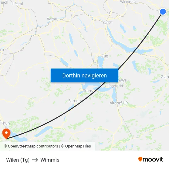 Wilen (Tg) to Wimmis map