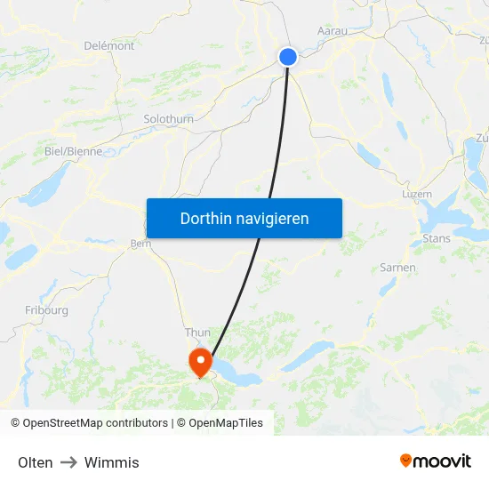 Olten to Wimmis map