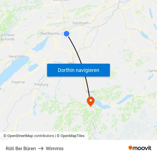 Rüti Bei Büren to Wimmis map