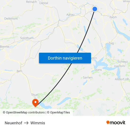 Neuenhof to Wimmis map