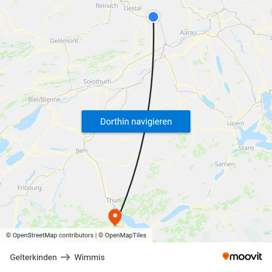 Gelterkinden to Wimmis map