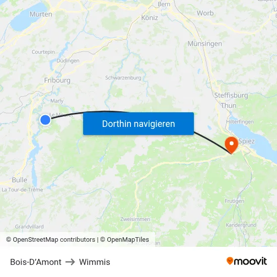 Bois-D’Amont to Wimmis map