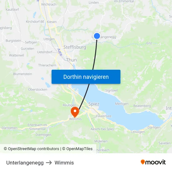 Unterlangenegg to Wimmis map