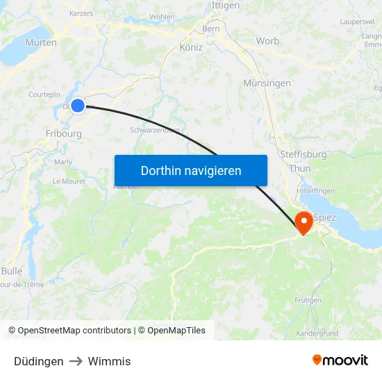 Düdingen to Wimmis map