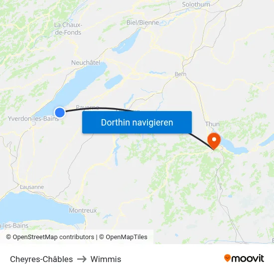 Cheyres-Châbles to Wimmis map