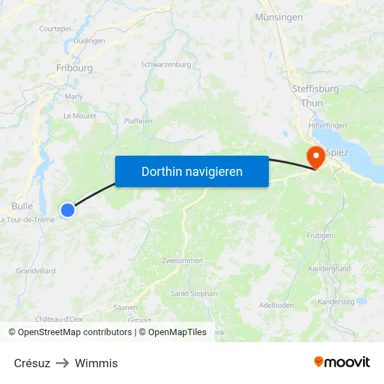 Crésuz to Wimmis map