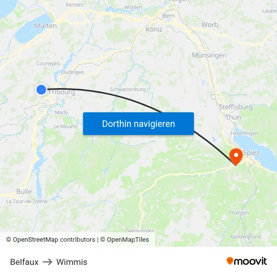 Belfaux to Wimmis map
