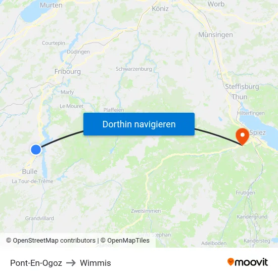 Pont-En-Ogoz to Wimmis map