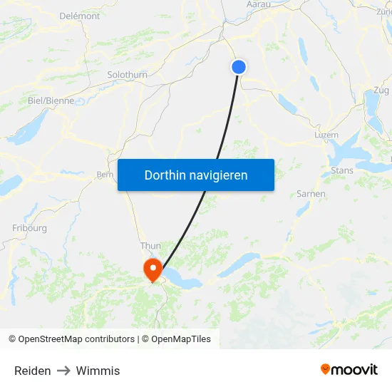 Reiden to Wimmis map