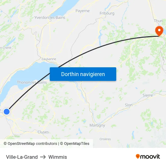 Ville-La-Grand to Wimmis map