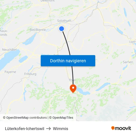 Lüterkofen-Ichertswil to Wimmis map