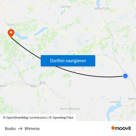 Bodio to Wimmis map