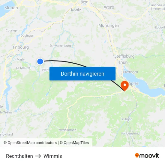 Rechthalten to Wimmis map
