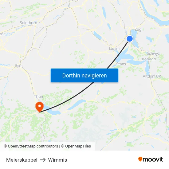 Meierskappel to Wimmis map