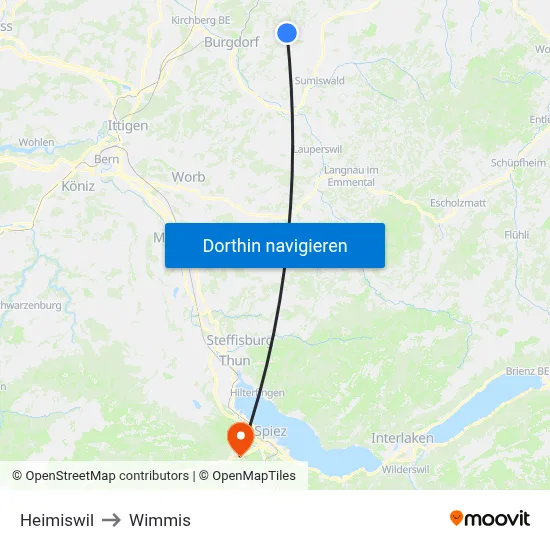Heimiswil to Wimmis map