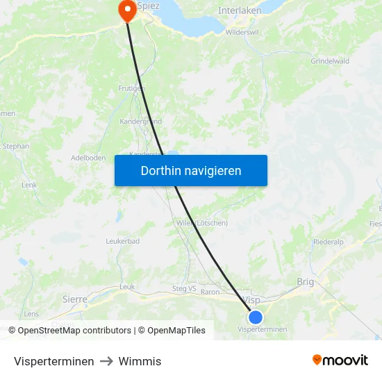 Visperterminen to Wimmis map