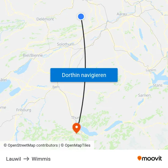 Lauwil to Wimmis map