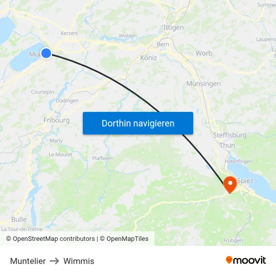 Muntelier to Wimmis map