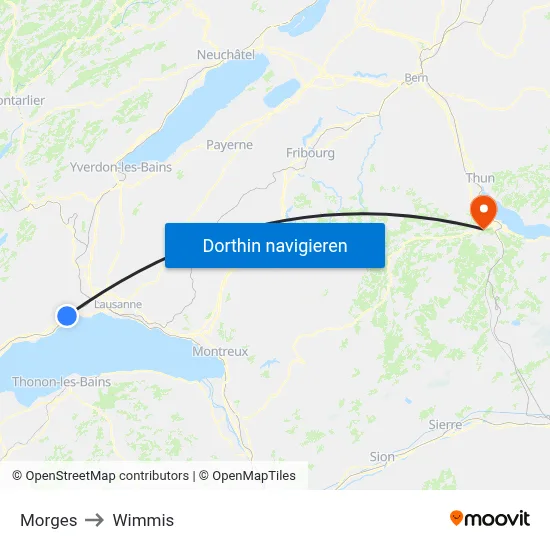 Morges to Wimmis map
