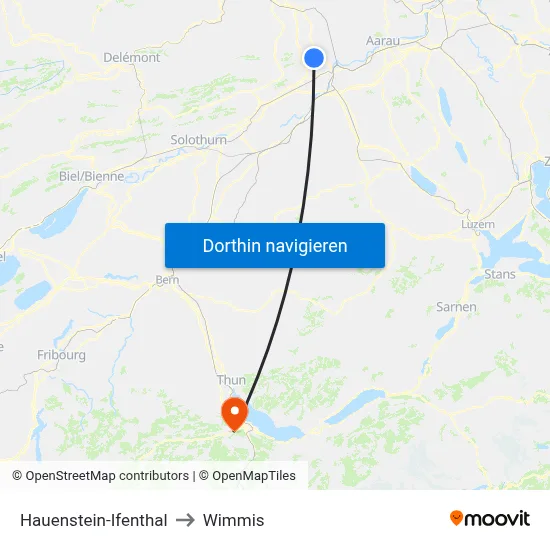 Hauenstein-Ifenthal to Wimmis map