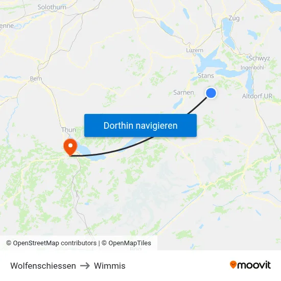 Wolfenschiessen to Wimmis map