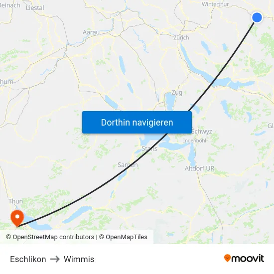 Eschlikon to Wimmis map