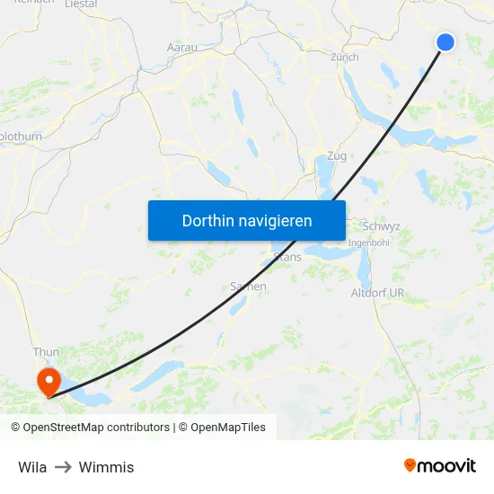 Wila to Wimmis map