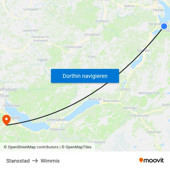 Stansstad to Wimmis map
