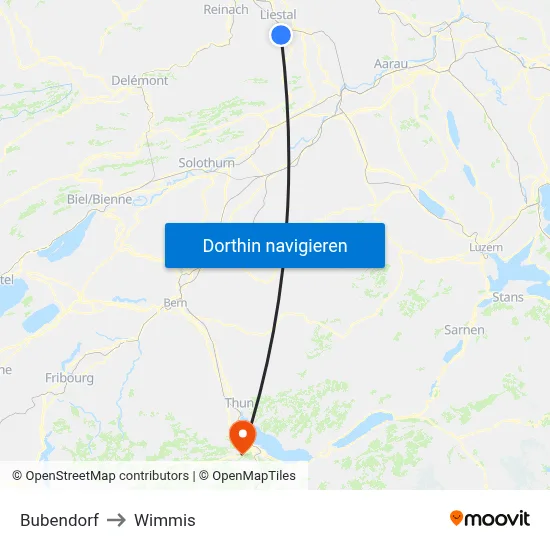 Bubendorf to Wimmis map