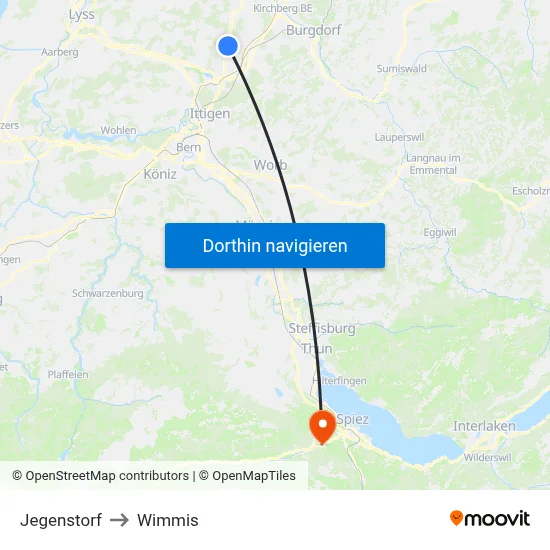 Jegenstorf to Wimmis map